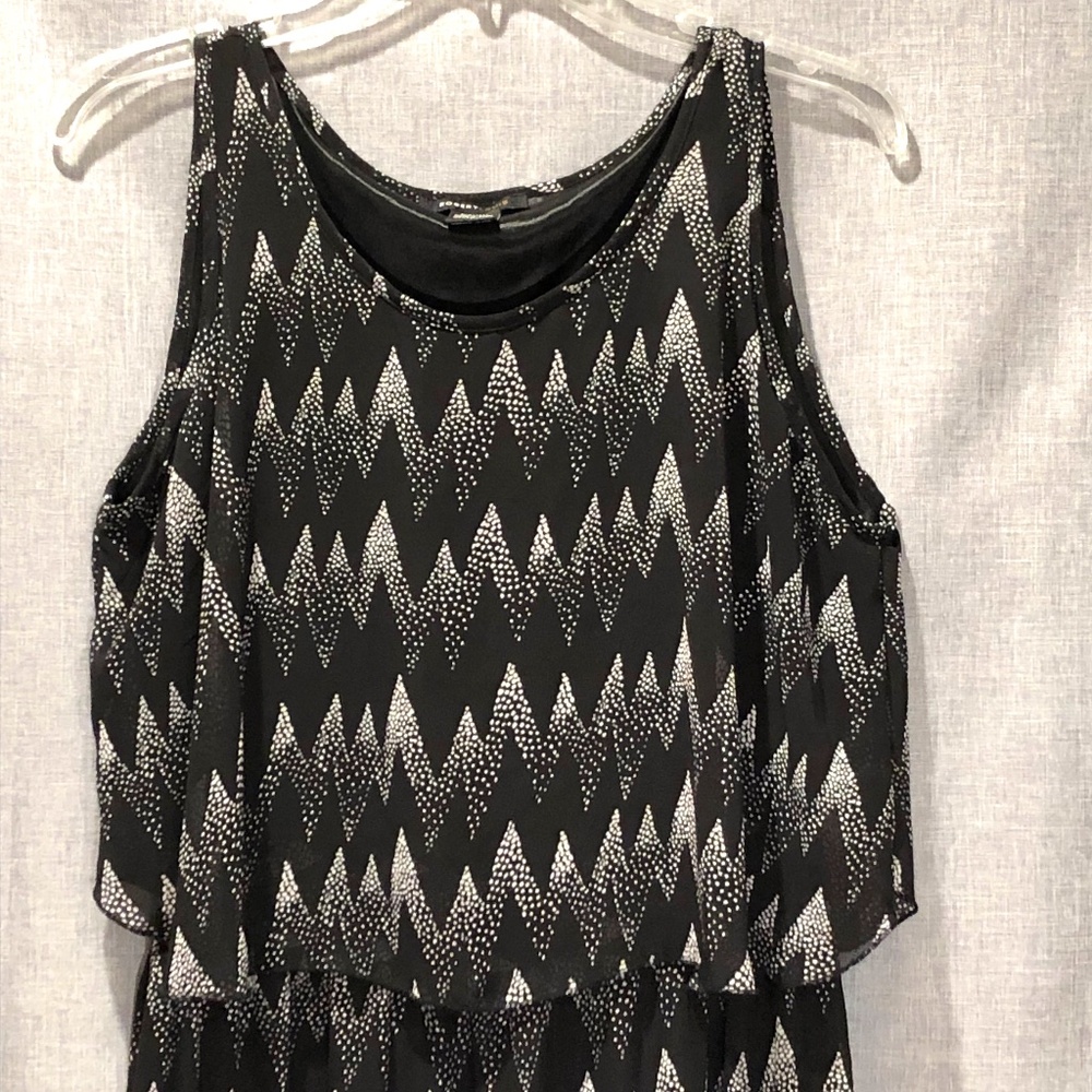Robert Louis Maxi Dress, Blk/ White Sheer/Lined, Sleeveless, Sz L, Ex Cond/ 1003